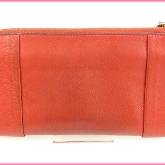 Chloe Wallet Purse Long Wallet Red Gold Woman Authentic Used - Picture 2 of 5